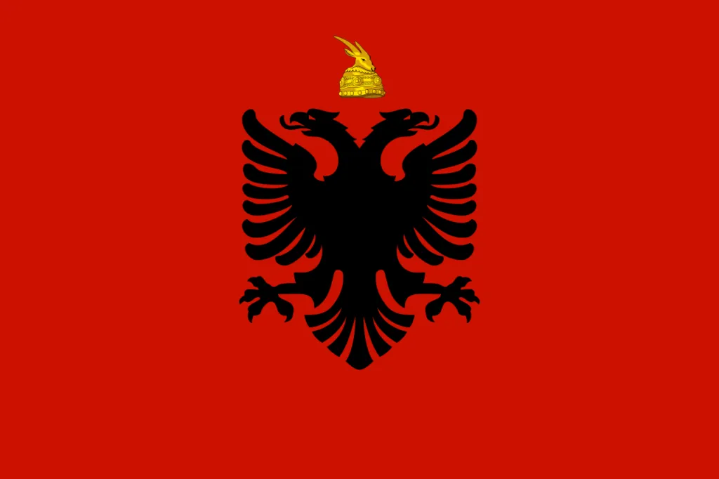 Flag of the Kingdom of Albania (1928-1939) T Shirt Black - Image 2
