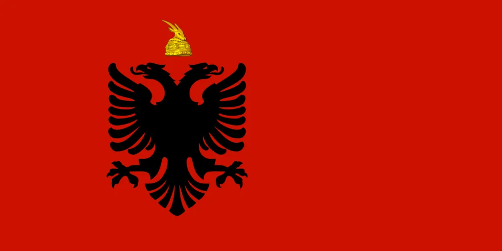Flag of Albania (1943–1944) under German occupation T Shirt Black - Image 2