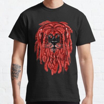 Lion Head Rasta Albanian Flag Art T-Shirt