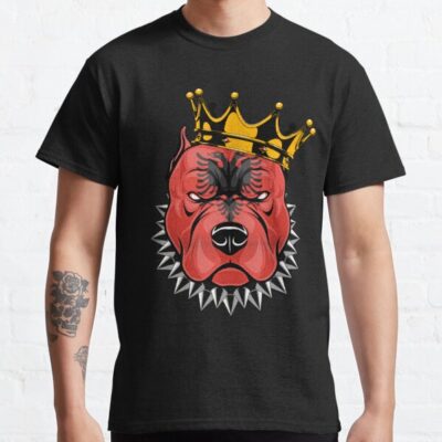 Pit Bull Dog Albanian Flag Art T-Shirt