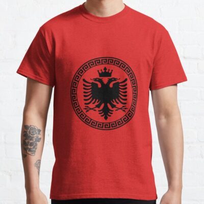 Circle Albanian Flag Crown Art T-Shirt